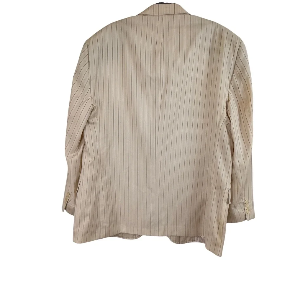 Extrema by Zanetti Blazer 52L Cream Pinstripe‎ Fair Wool Italy (Need Dry Clean)